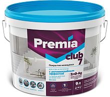 Покрытие PREMIA моющееся с антимикробным эффектом для стен и потолков белое база А CLUB 7, ведро 9 л