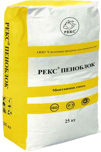 Смесь монтажная Пеноблок Рекс -10, зимний, мешок 25 кг – ТСК Дипломат