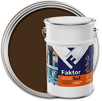 Грунт-эмаль FAKTOR на ржавчину 3 в 1 шоколадная RAL 8017, банка 6 кг