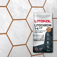 Затирка LITOCHROM 1-6 EVO, Оттенок LE.315 светло-коричневый, мешок, 5 кг, LITOKOL