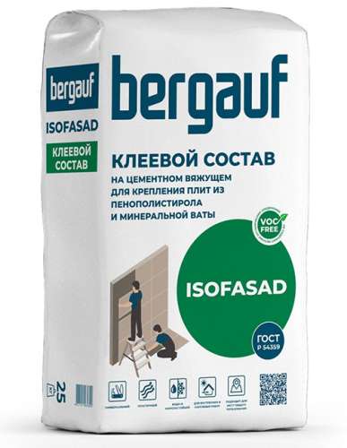 ISOFASAD Зимний, 25 кг, Состав для плит из пенополистирола и минеральной ваты, Bergauf