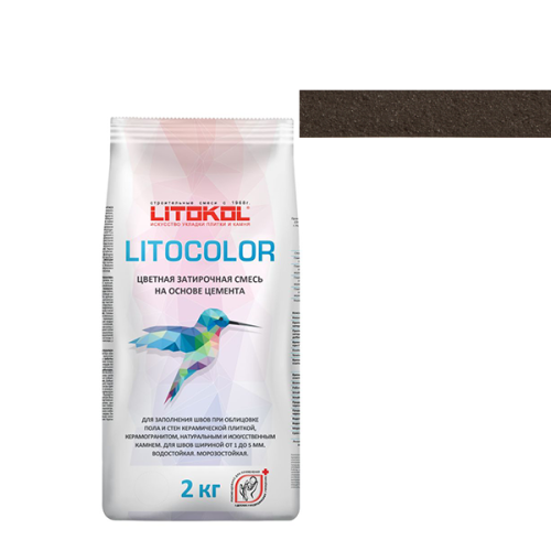 Цветная затирочная смесь LITOCOLOR, L.14 Антрацит, мешок, 2 кг – ТСК Дипломат