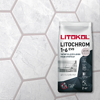 Затирка LITOCHROM 1-6 EVO, Оттенок LE.115 Светло-серый, мешок, 2 кг, LITOKOL