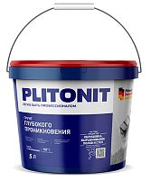 Грунтовка глубокого проникновения для внутренних и наружных работ PLITONIT, 5 л
