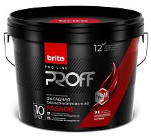 Краска BRITE PROFESSIONAL фасадная силиконизированная матовая база С, ведро 9 л