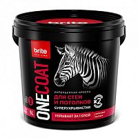 Краска BRITE PROFESSIONAL ONE COAT для стен и потолков высокоукрывистая база А, ведро 9 л