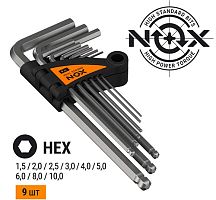 Набор ключей угловых TORX (№10-50) средней длины, хром-ван. сталь, 9 штук, Nox – ТСК Дипломат