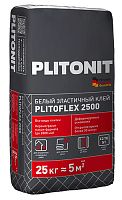Белый эластичный клей для укладки крупноформатного керамогранита PLITONIT PLITOFLEX 2500, 25 кг