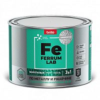 Грунт-эмаль FERRUM LAB по ржавчине 3 в 1 молотковая серебристая, банка 0,4 л
