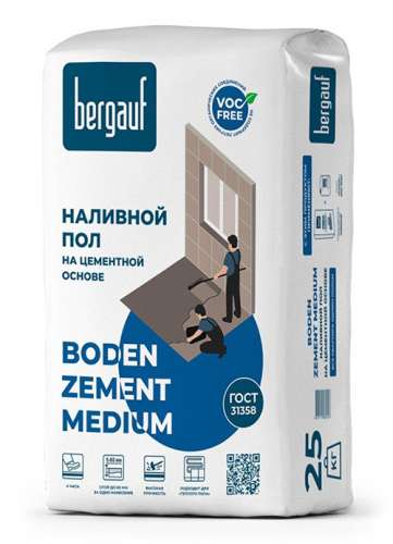 BODEN ZEMENT MEDIUM, 25 кг, Наливной  пол, Bergauf