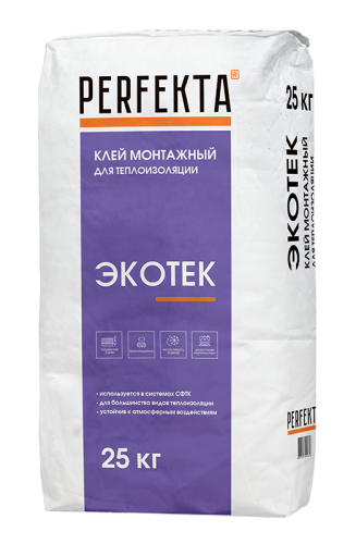 Клей монтажный для теплоизоляции Экотек, Perfekta, 25 кг