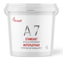 Интерьерная моющаяся антисептическая акриловая краска А 7 Стандарт, 3 кг, Аквест