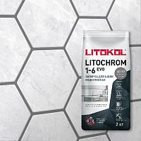 Затирка LITOCHROM 1-6 EVO, Оттенок LE.110 Стальной серый, мешок, 2 кг, LITOKOL