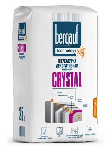 Crystal 2,5 мм 25 кг Штукатурка декоративная камешковая зерно 2,5-3 мм, Bergauf